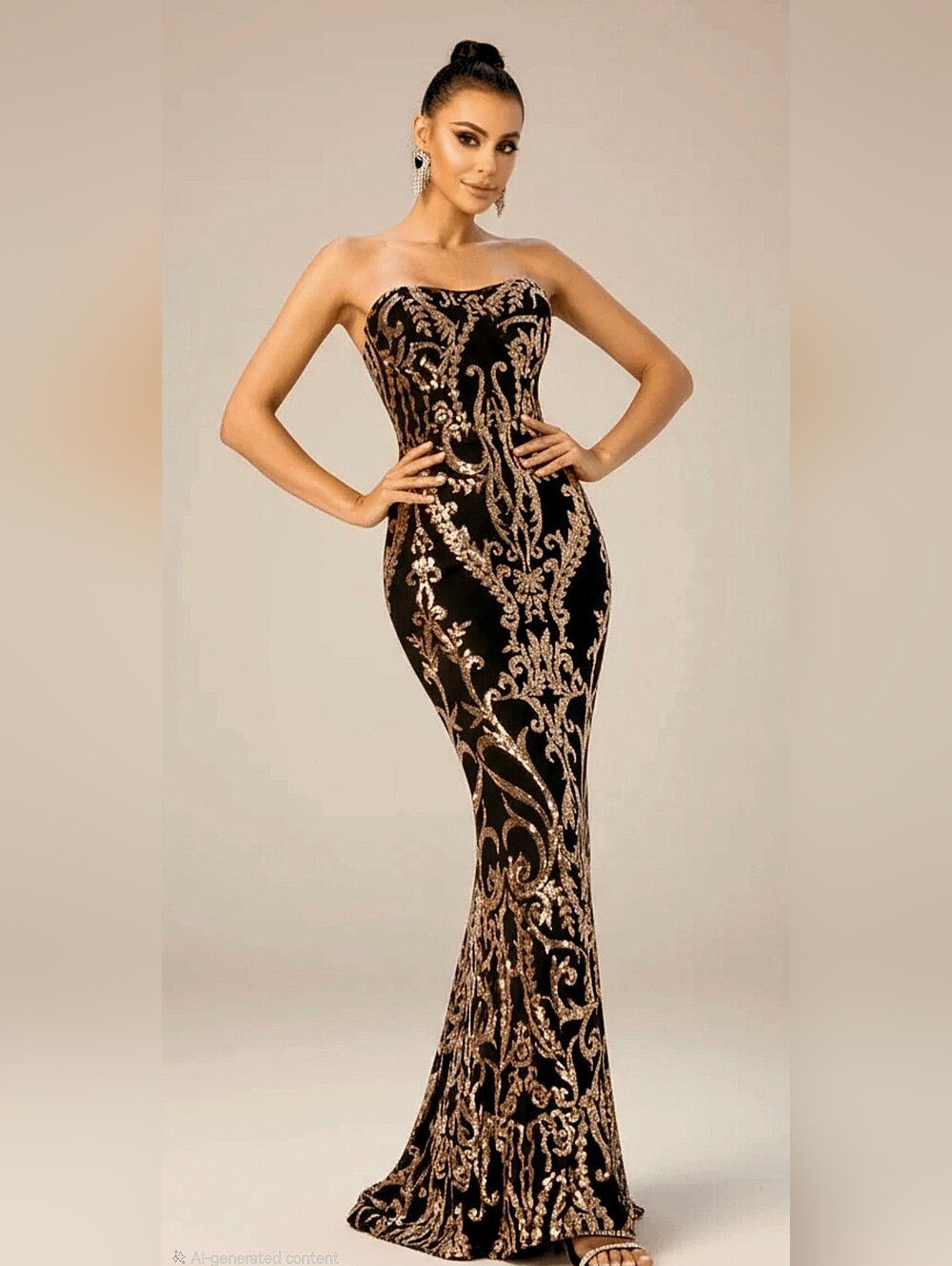 Missord Strapless Maxi Sequin Dress Gown
